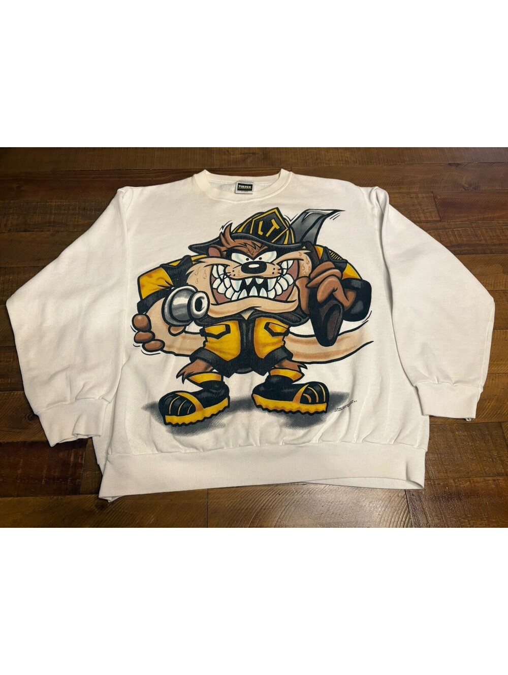 1994 Looney Tunes Taz Firefighter Tasmanian Devil Sweatshirt Size XL USA Made